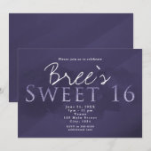 Invitation Purple SWEET 16 Chic Soirée d'Anniversaire élégant (Devant / Derrière)