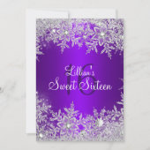 Invitation Purple Sweet 16 Snowflake Winter Wonderland (Devant)