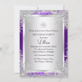 Invitation Purple Sweet 16 Snowflake Winter Wonderland (Dos)