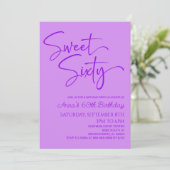 Invitation Purple Sweet Sixty Minimal 60e fête d'anniversaire (Debout devant)