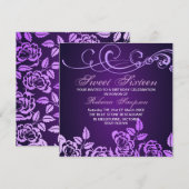 Invitation Purple Swirl & Rose Sweet 16 Anniversaire Invitati (Devant / Derrière)