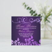 Invitation Purple Swirl & Rose Sweet 16 Anniversaire Invitati (Debout devant)