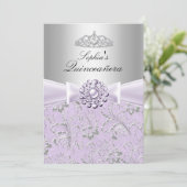 Invitation Purple Swirl & Tiara Quinceanera Annonces (Debout devant)