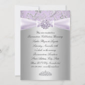 Invitation Purple Swirl & Tiara Quinceanera Annonces (Dos)