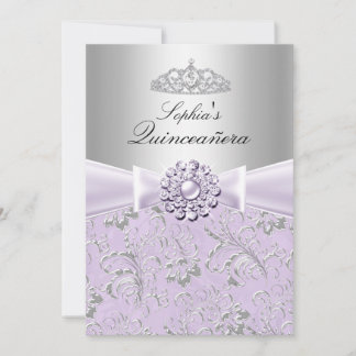 Invitation Purple Swirl & Tiara Quinceanera Annonces