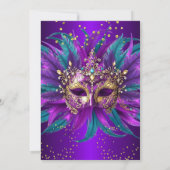 Invitation Purple Teal Blue Masks Masquerade Birthday Party (Dos)