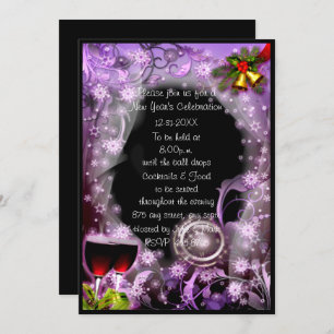 Invitation Purple The Clock Grève 12 Nouvel An