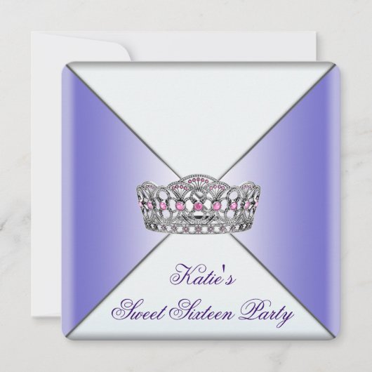 Invitation Purple Tiara Sweet 16 Party (Devant)