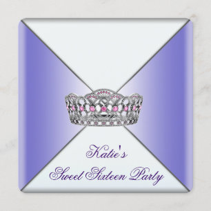 Invitation Purple Tiara Sweet 16 Party