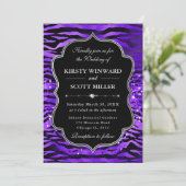 Invitation Purple Tiger Stripes Glitter Glam Wedding (Debout devant)