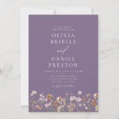 Invitation Purple tout en un Fleur sauvage Mariage de code QR (Devant)