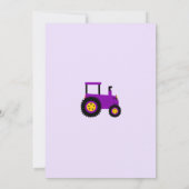 Invitation Purple Tractor Design Fête d'anniversaire du garço (Dos)