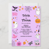 Invitation Purple Trick ou traiter Halloween 3e anniversaire (Devant)