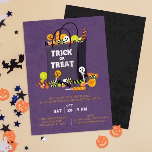 Invitation Purple Trick ou traiter les enfants Costume Invita