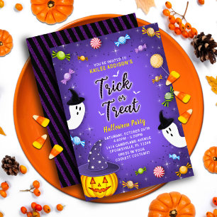 Invitation Purple Trick ou traiter les enfants Halloween Part