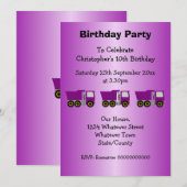 Invitation Purple Truck Design Boy's Birthday Party (Devant / Derrière)