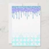 Invitation Purple & Turquoise Aqua Parties scintillant Drip M (Dos)
