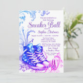 Invitation Purple Turquoise Basket Ball Anniversaire Invitati (Debout devant)