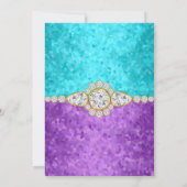 Invitation Purple Turquoise Blue Gold Diamond Anniversaire (Dos)