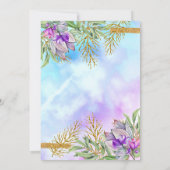 Invitation Purple Turquoise Blue Gold Floral fête d'anniversa (Dos)