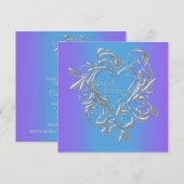 Invitation Purple Turquoise Heart Sweet 16 Party (Devant / Derrière)