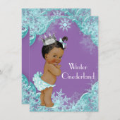Invitation Purple Turquoise hiver Onederland fête d'anniversa (Devant / Derrière)
