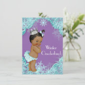 Invitation Purple Turquoise hiver Onederland fête d'anniversa (Debout devant)