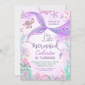 Invitation Purple Turquoise Notre Petite Sirène 1er Anniversa (Devant)