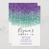 Invitation Purple Turquoise Parties scintillant mousseuse Dou (Devant / Derrière)