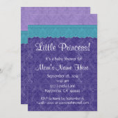 Invitation Purple Turquoise petite princesse Baby shower fill (Devant / Derrière)