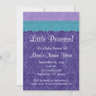 Invitation Purple Turquoise petite princesse Baby shower fill