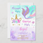 Invitation Purple Turquoise Unicorn Sirène Anniversaire Invit (Devant)