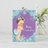 Invitation Purple Turquoise Winter Onederland 1ère fête d'ann (Debout devant)