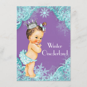 Invitation Purple Turquoise Winter Onederland 1ère fête d'ann