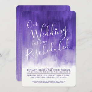 Invitation Purple ultra violet art rescheduled wedding