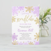 Invitation Purple Un Petit Baby shower De Flocon De Neige (Debout devant)
