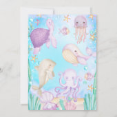 Invitation Purple Under the Sea Creatures Criters Anniversair (Dos)