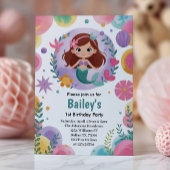 Invitation Purple Under the Sea Mermaid 1er Anniversaire