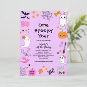 Invitation Purple Une année Éffrayante mignonne Halloween 1er (Debout devant)