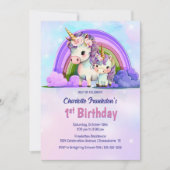Invitation Purple Unicorn 1er anniversaire (Devant)