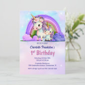 Invitation Purple Unicorn 1er anniversaire (Debout devant)