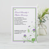 Invitation Purple Vert Floral Frottes Post Mariage Célébratio (Debout devant)