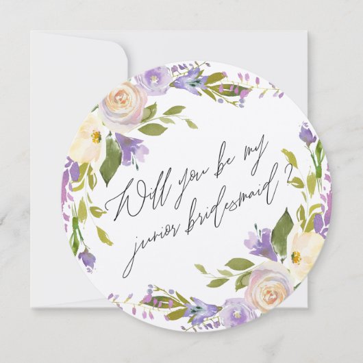 Invitation Purple vert Floral Junior Bridesmaid Proposition (Devant)