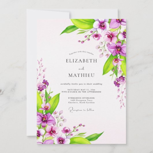Invitation Purple Vibrant Tropical Wedding (Devant)