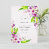 Invitation Purple Vibrant Tropical Wedding (Debout devant)