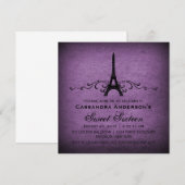 Invitation Purple Vintage Français Flourish Sweet 16 Invitati (Devant / Derrière)