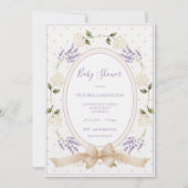 Invitation Purple Vintage Neutral Floral Baby Shower (Devant)