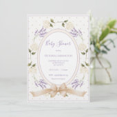 Invitation Purple Vintage Neutral Floral Baby Shower (Debout devant)