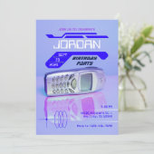 INVITATION PURPLE VINTAGE PHONE FUTURISTIQUE ANNIVERSAIRE (Debout devant)