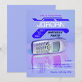 INVITATION PURPLE VINTAGE PHONE FUTURISTIQUE ANNIVERSAIRE (Devant / Derrière)
